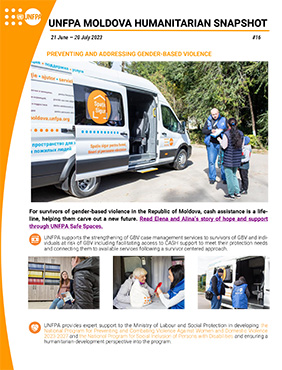 Cover of the Snapshot #16 of UNFPA Moldova's Humanitarian Response