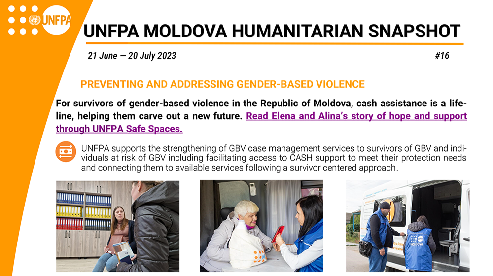 Cover of the Snapshot #16 of UNFPA Moldova's Humanitarian Response