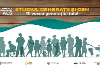 Baner grafic al studiului Generații și Gen cu siluete de oameni