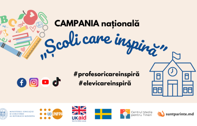 Banner of the national campaign „Schools that inspire” with logos of partners