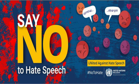 Baner pe care scrie „Nu discursului de ură”