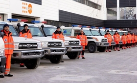 Drivers of the ambulances donated to Moldova by UNFPA today