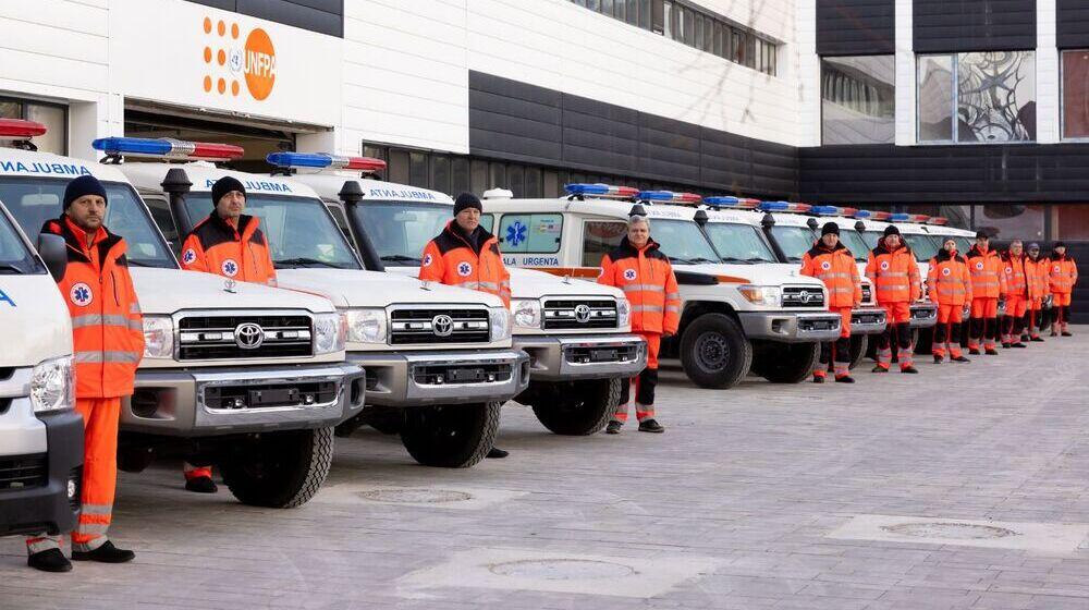 Drivers of the ambulances donated to Moldova by UNFPA today