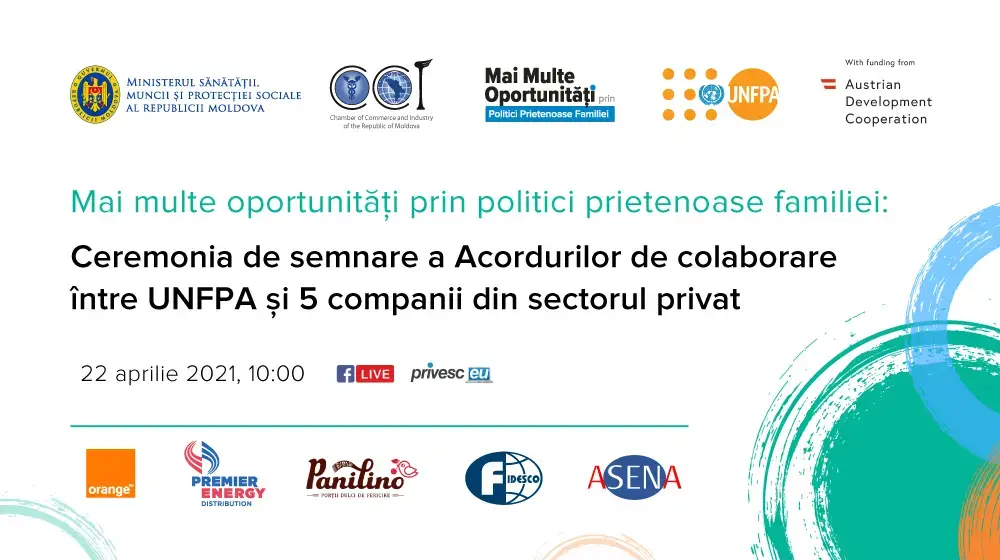 Ceremonia de semnare a Acordurilor de colaborare dintre UNFPA și 5 companii din sectorul privat