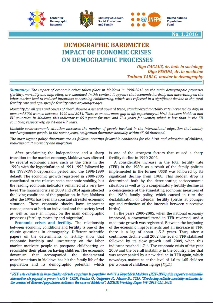 Impact of economic crises on demographic processes in Moldova