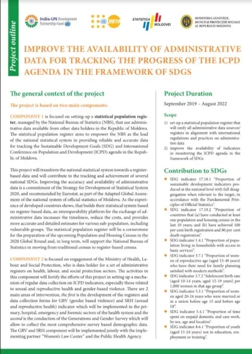 Project card: Improve the availability of administrative data for tracking the progress of the ICPD agenda in the context of SDGs