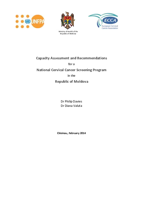 Capacity Assessment and Recommendations for a National Cervical Cancer Screening Program in the Republic of Moldova