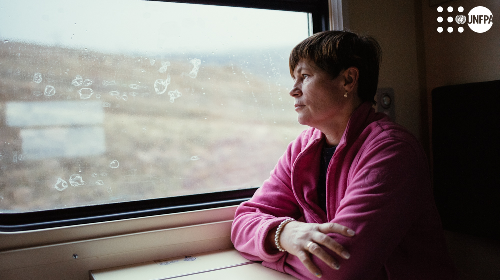 a person sitting on a train